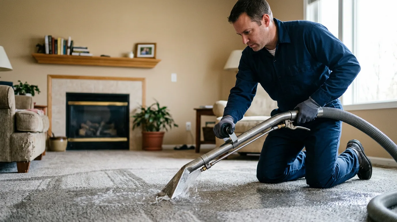 Water damage restoration technician working near Calypso, NC